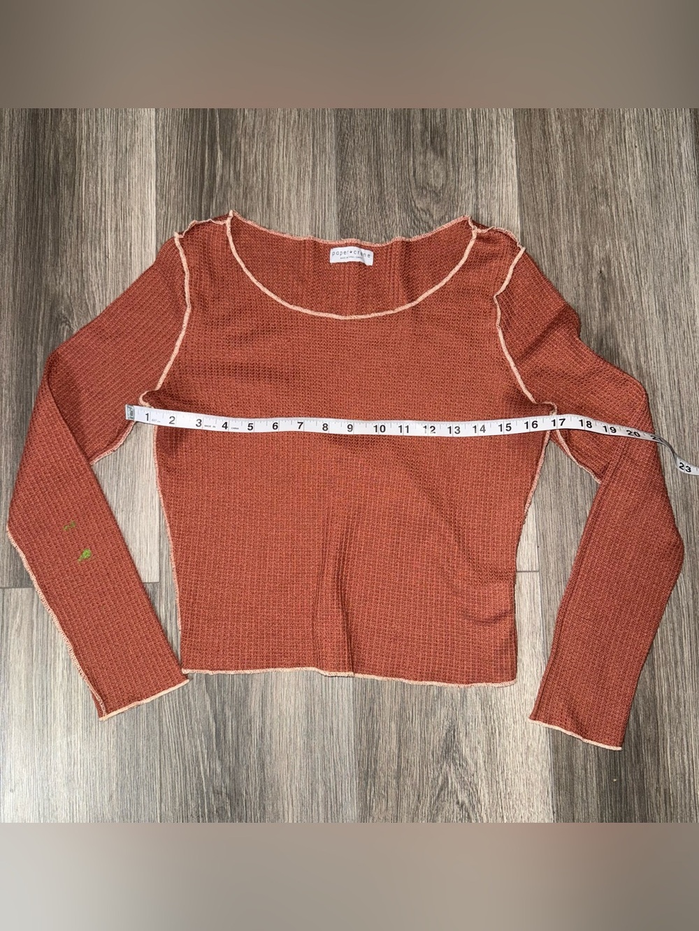 Paper Crane Clay/Burnt Orange Waffle Knit Long Sleeve Shirt Size Small
